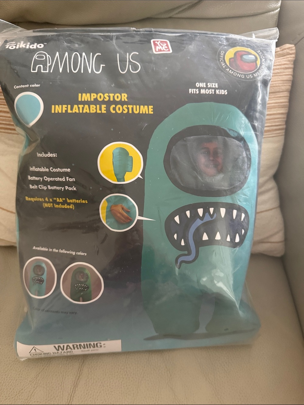 Among Us Kids Impostor Inflatable Costume in Teal